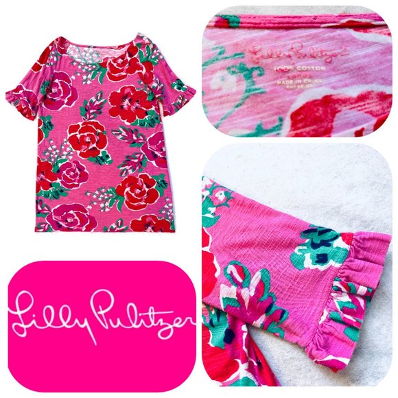 Lilly Pulitzer Dresses & Skirts - Lilly Pulitzer ruffled sleeves floral 100% cotton dress